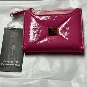 Pink Patent PU Leather Wallet with stud detail